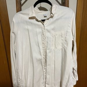 Old Navy Tencel Button Down Shirt Size XL Cream